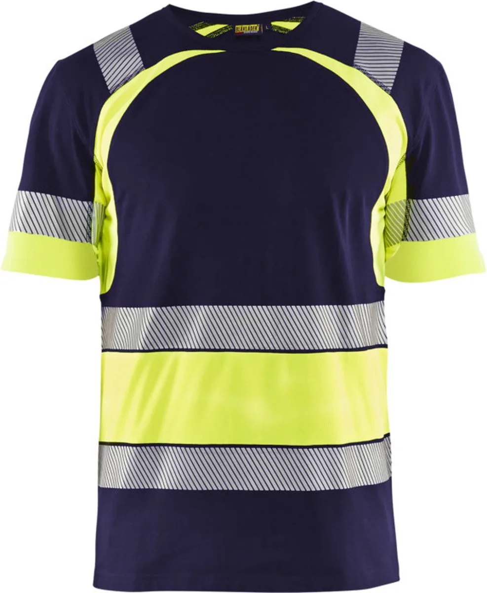 T-shirt High Vis 3421-1030 - Marine/High Vis Geel by Blåkläder, Marine, High Vis Geel, S – product image