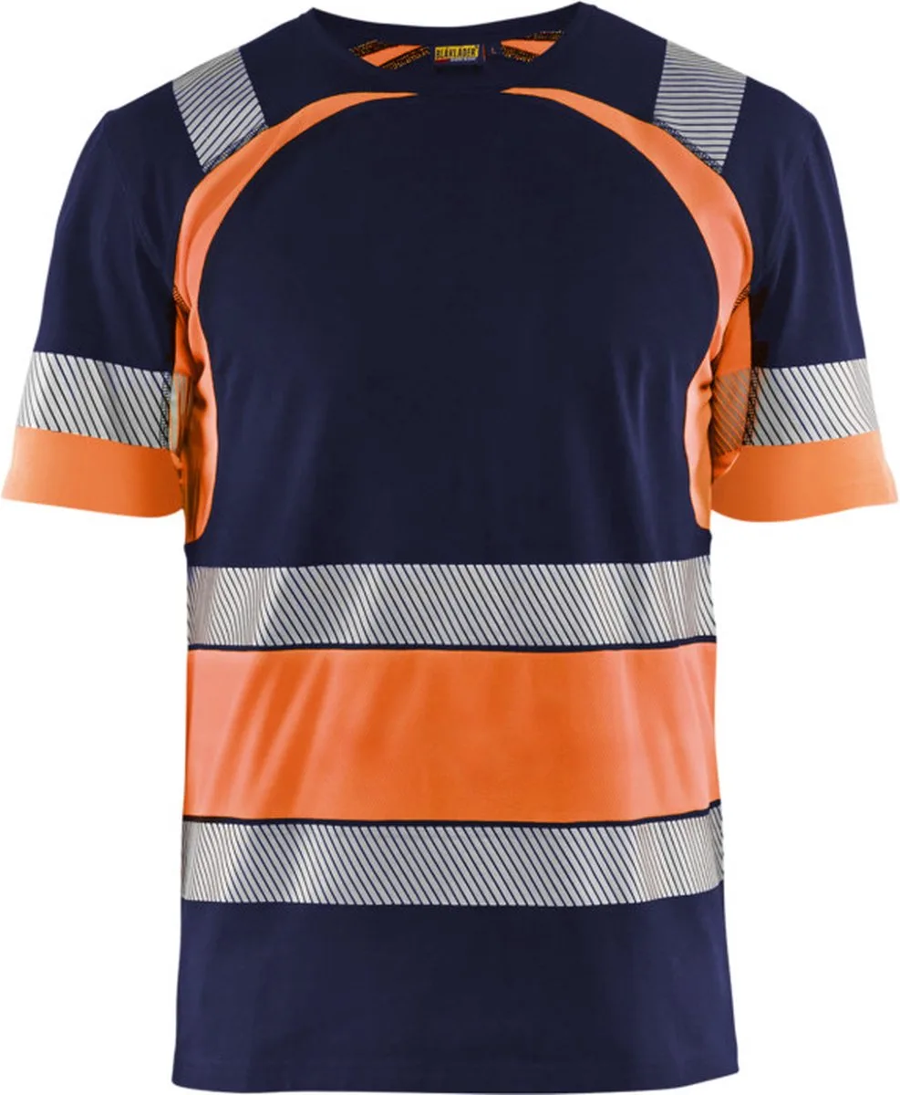 T-shirt High Vis 3421-1030 - Marineblauw/Oranje by Blåkläder, Marineblauw, Orange, S – product image
