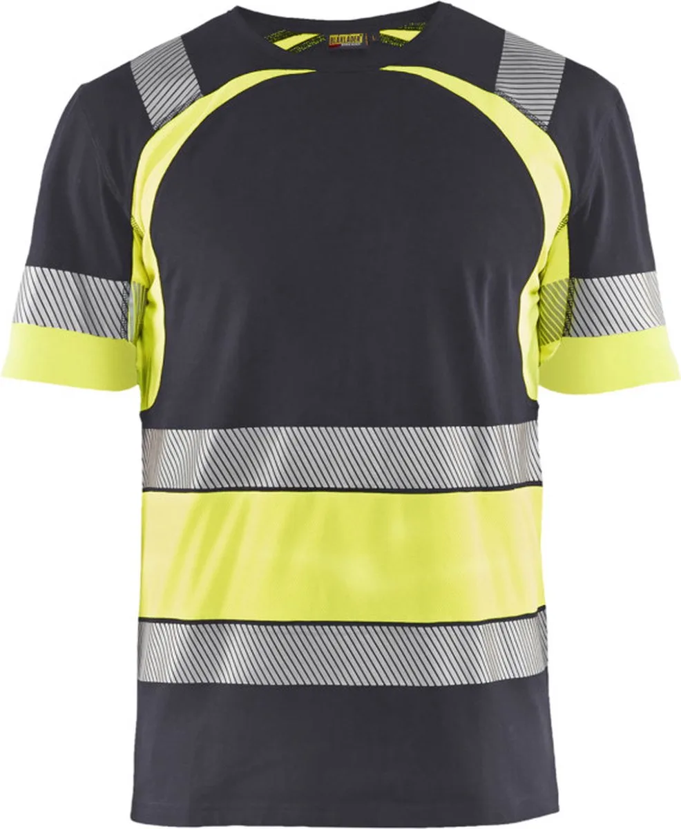 T-shirt High Vis 3421-1030 - Medium Grijs/High Vis Geel by Blåkläder, Medium Grijs, High Vis Geel, 4XL – product image