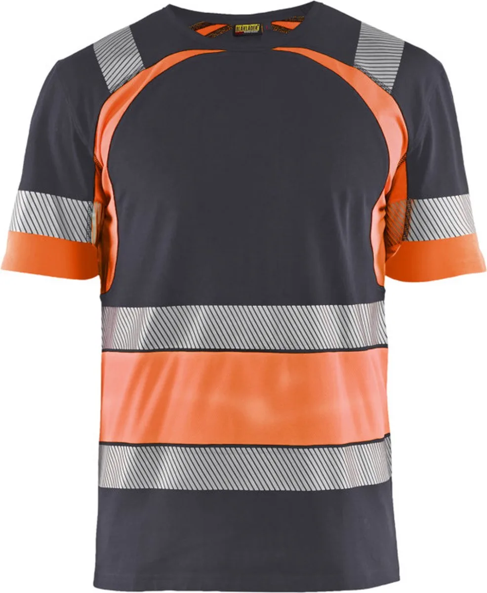 T-shirt High Vis 3421-1030 - Medium Grijs/ High Vis Oranje de Blåkläder, Medium Grijs, High Vis Oranje, 4XL – image du produit