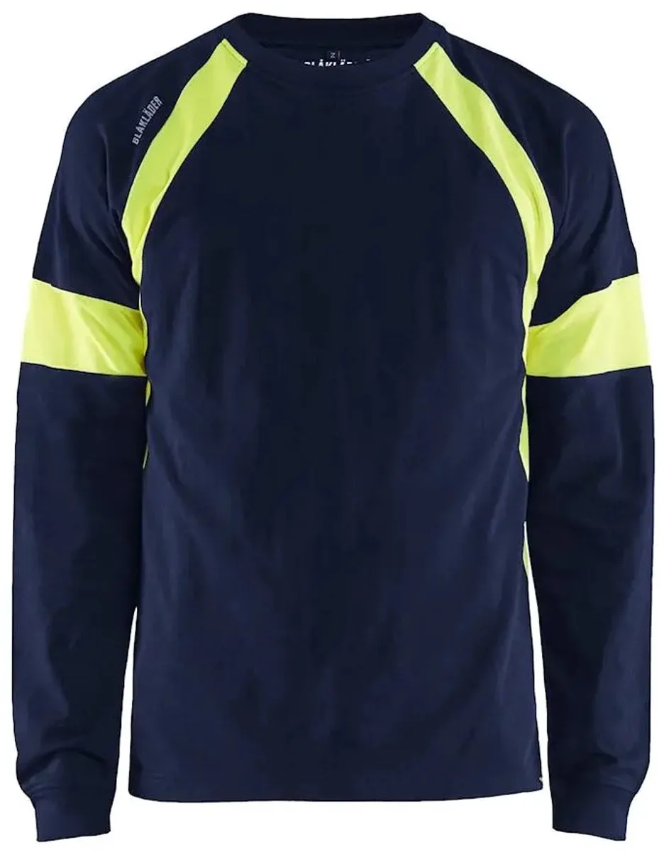 T-shirt met lange mouwen Blaklader de Blåkläder, Marinegeel, Fluorescerend geel – image du produit