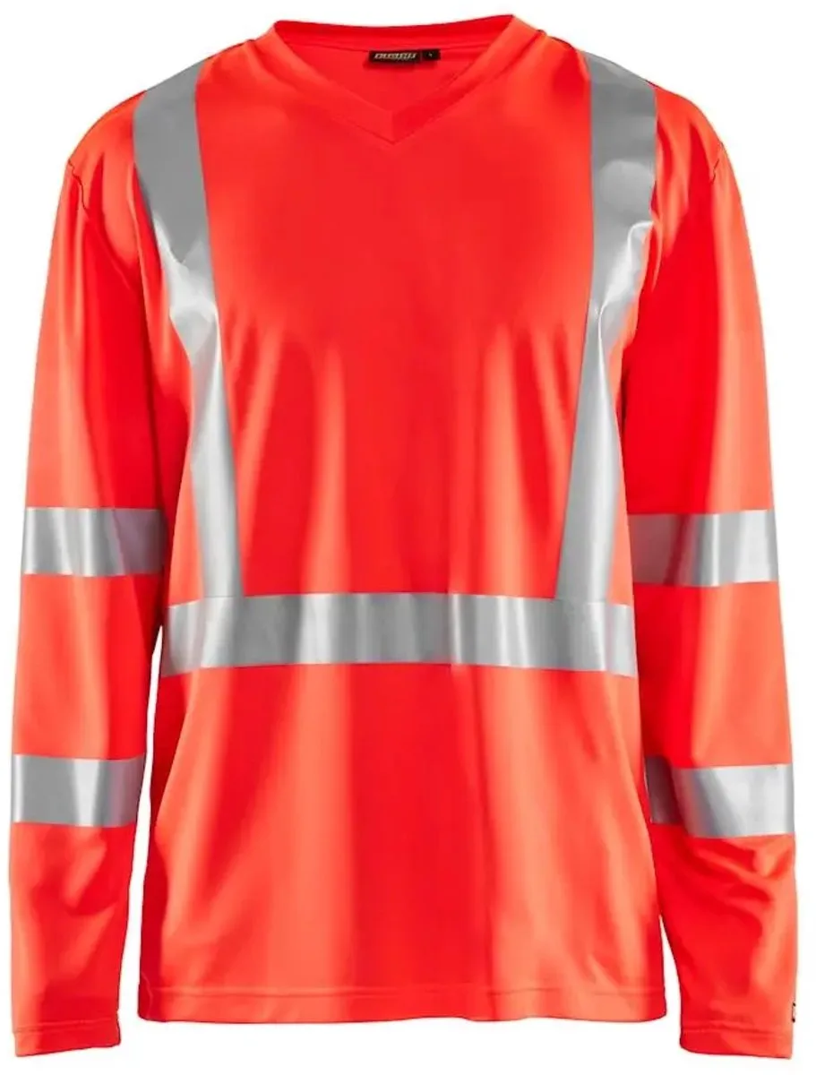 T-shirt met lange mouwen, hoge zichtbaarheid, anti-geur, anti-uv v-hals Blaklader de Blåkläder, Neonrood – image du produit