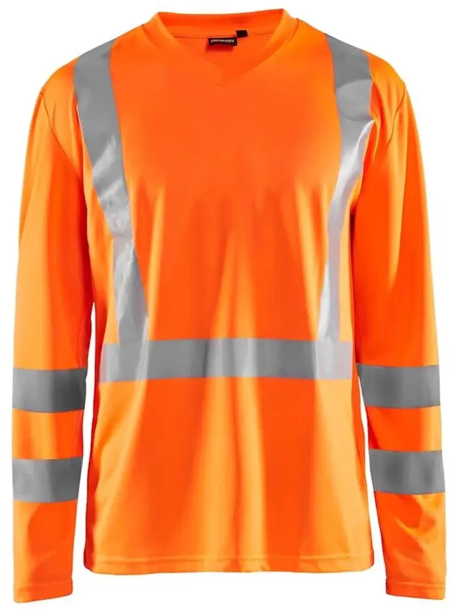 T-shirt met lange mouwen, hoge zichtbaarheid, anti-geur, anti-uv v-hals Blaklader de Blåkläder, Fluorescerend oranje – image du produit