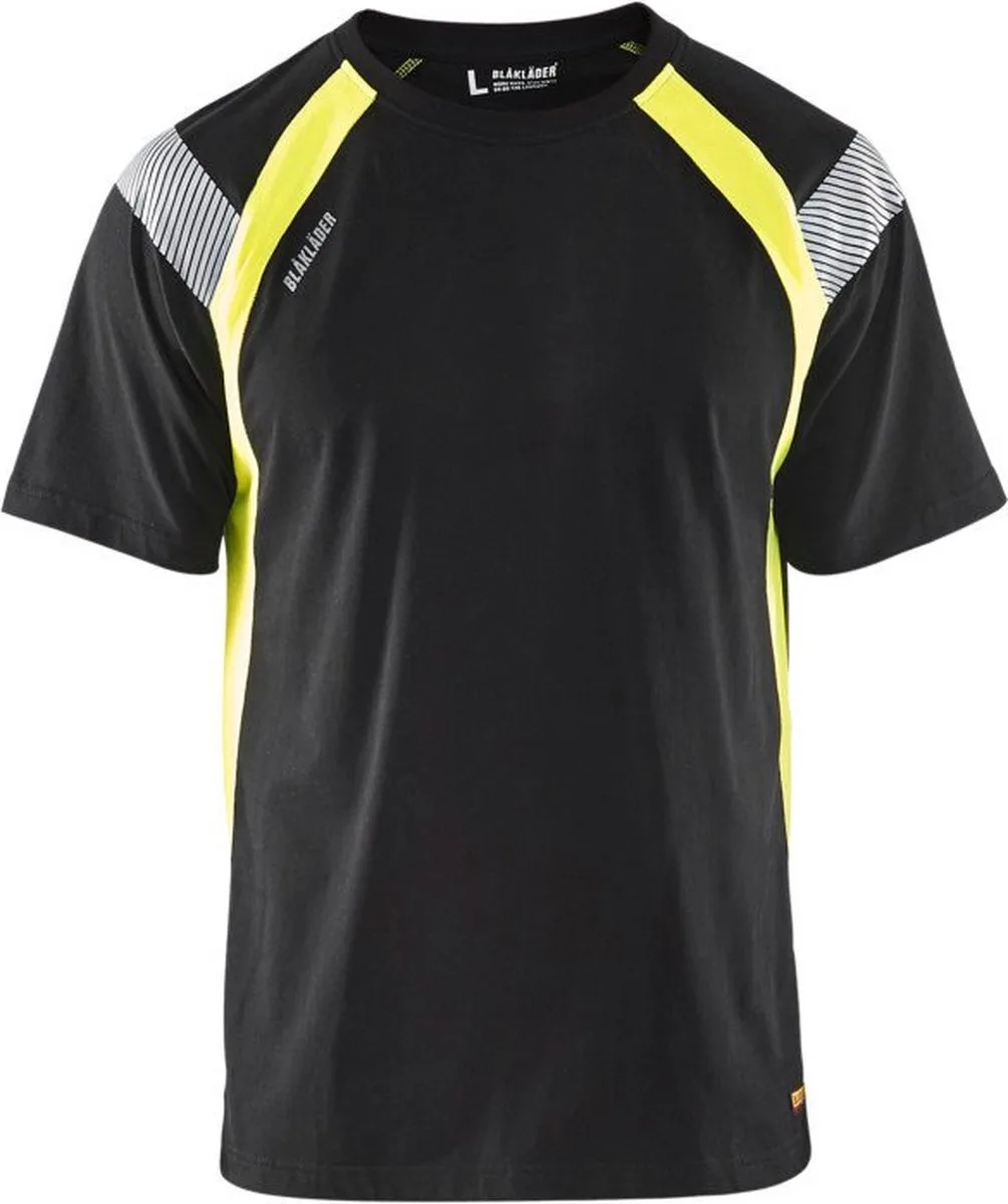 T-shirt Visible 3332-1030 - Zwart/High Vis Geel von Blåkläder, Schwarz, High Vis Geel, 4XL – Produktbild