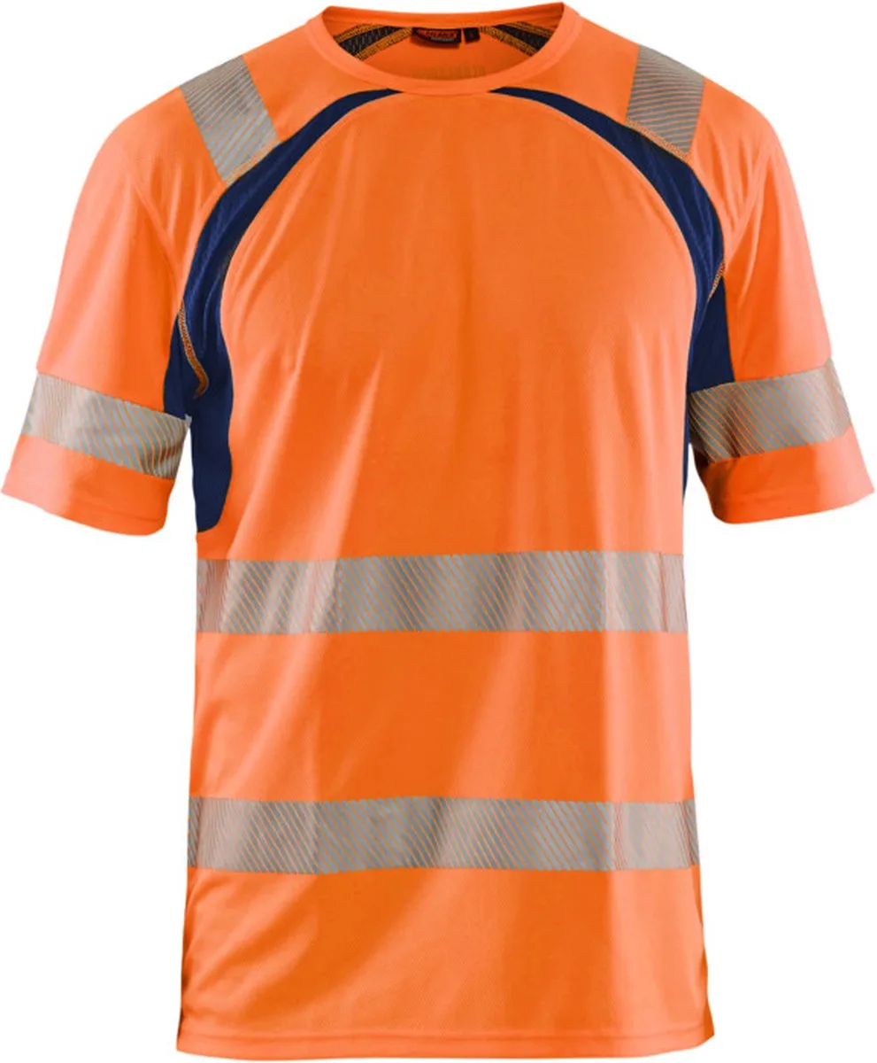 UV-T-shirt High Vis 3397-1013 - High Vis Oranje/Marineblauw von Blåkläder, High Vis Oranje, Marineblauw, XXL – Produktbild
