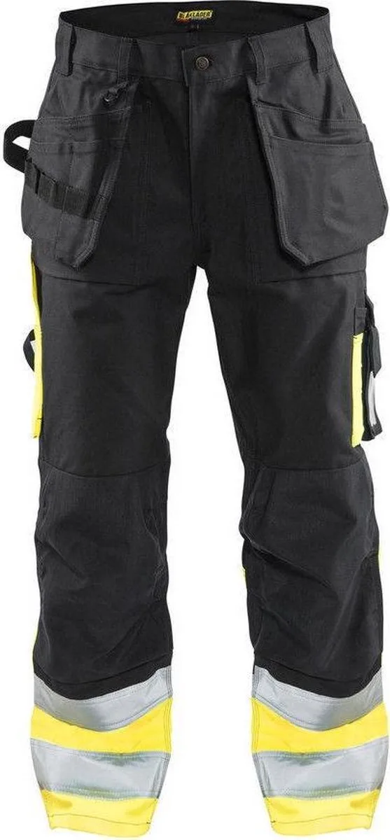 Werkbroek High Vis 1529-1370 - Zwart/High Vis Geel van Blåkläder, Zwart, High Vis Geel, D104 – productafbeelding
