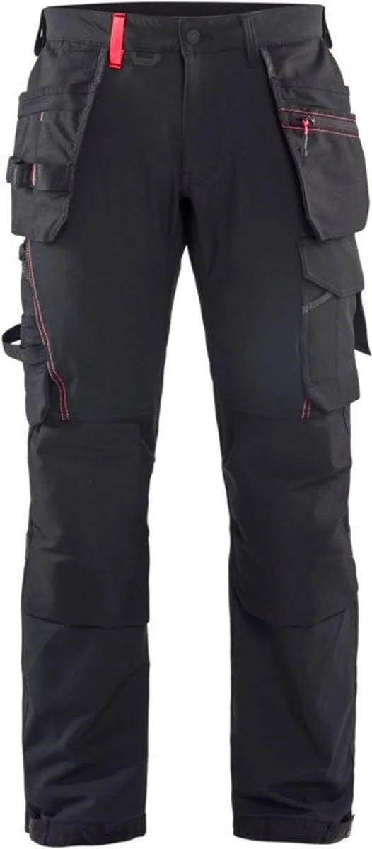 Werkbroek met 4-weg stretch 1522-1645 - Zwart/Rood van Blåkläder, Zwart, Rood, C50 – productafbeelding