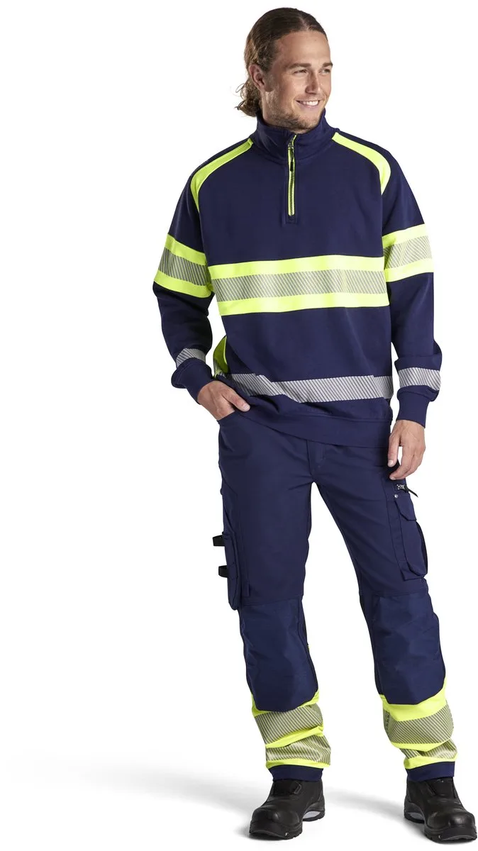 werkbroek met 4-weg stretch zonder spijkerzakken 1193-1642 - Marine/High Vis Geel van Blåkläder, Marine, High Vis Geel, C50 – productafbeelding