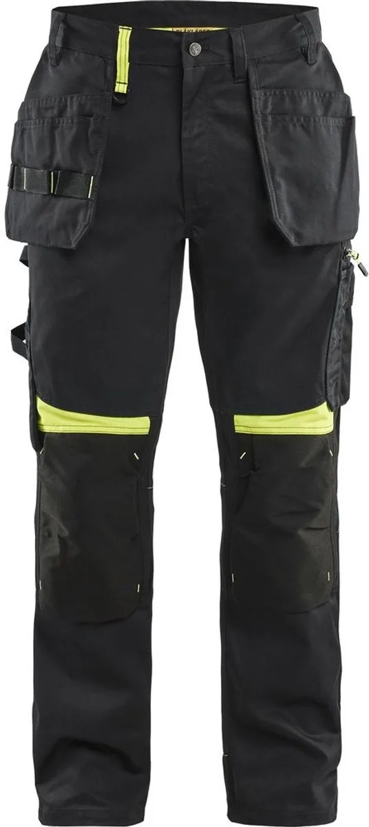 Werkbroek met spijkerzakken 1555-1860 - Zwart/High Vis Geel fra Blåkläder, Sort, High Vis Geel, D112 – produktbillede