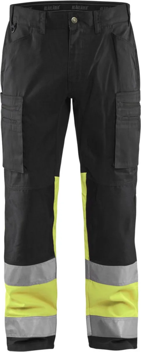 Werkbroek met stretch High Vis 1551-1811 - Zwart/High Vis Geel fra Blåkläder, Sort, High Vis Geel, C66 – produktbillede