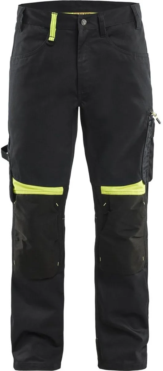 Werkbroek zonder spijkerzakken 1556-1860 - Zwart/High Vis Geel by Blåkläder, Black, High Vis Geel, C156 – product image
