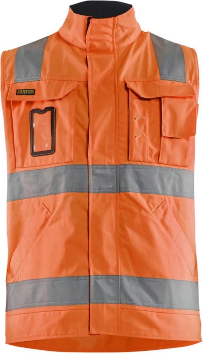 Werkvest. Ongevoerd High Vis 8505-1804 - High Vis Oranje/Marineblauw de Blåkläder, High Vis Oranje, Marineblauw, L – image du produit