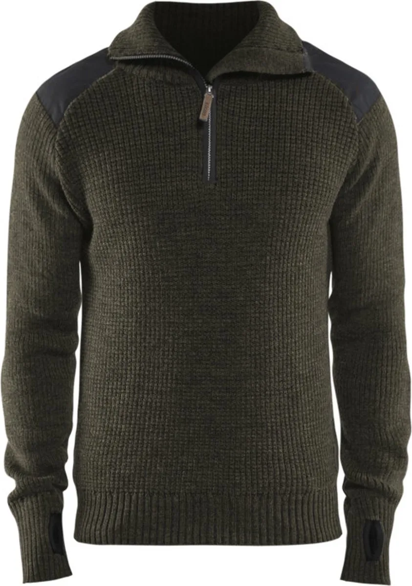 Wollen sweater 4630-1071 - Groen/Donkergrijs van Blåkläder, Groen, Donkergrijs, L – productafbeelding