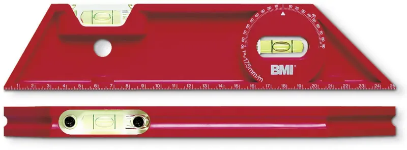 Trapez-Wasserwaage Kunststoff 25cm rot mit Magnet 684025003M Waterpas Incl. magneet 250 mm 0.5 mm/m de BMI – image du produit