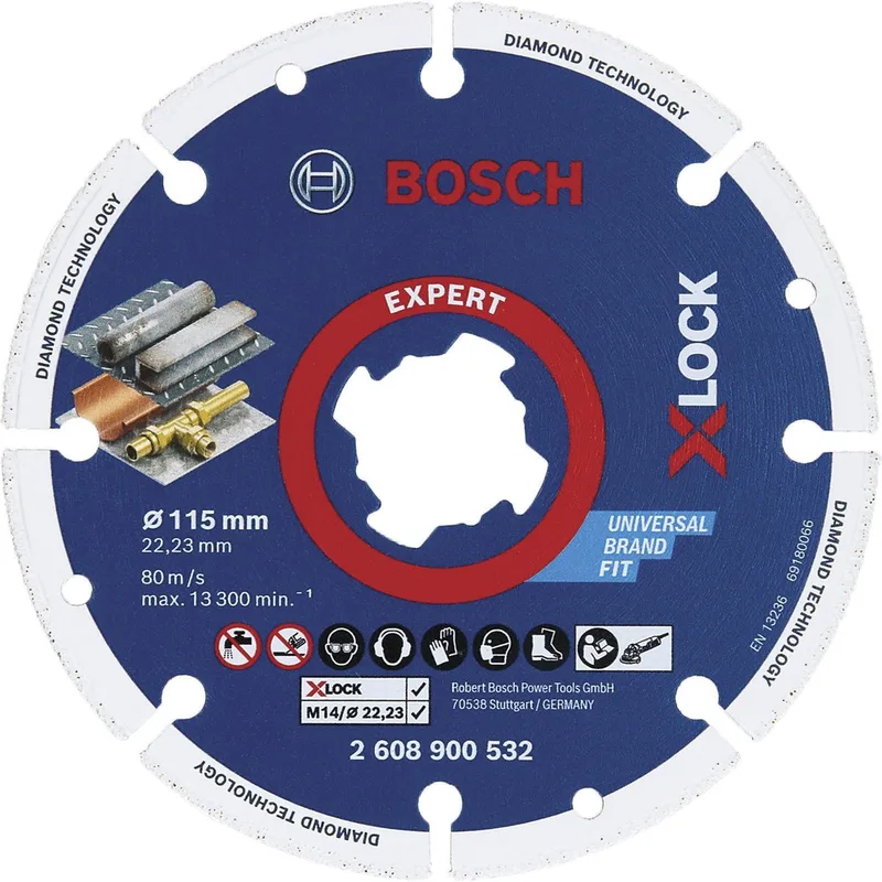 2608900532 X-LOCK Diamanten doorslijpschijf Diameter 115 mm Boordiameter 22.23 mm Metaal 1 stuk(s) fra Bosch Professional – produktbillede 1 af 4