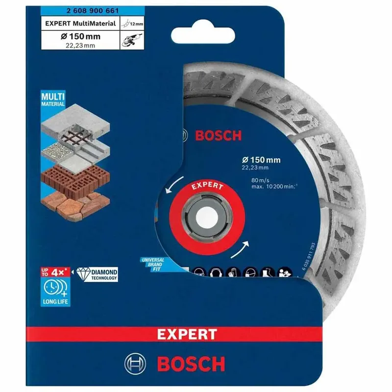 2608900661 EXPERT MultiMaterial Diamanten doorslijpschijf Diameter 150 mm Boordiameter 22.23 mm Steen van Bosch Professional – productafbeelding 3 van 5