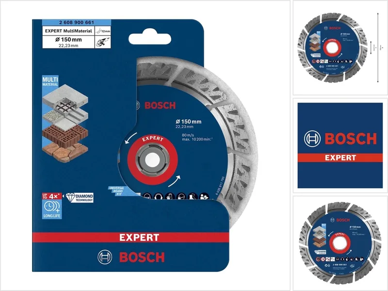 2608900661 EXPERT MultiMaterial Diamanten doorslijpschijf Diameter 150 mm Boordiameter 22.23 mm Steen van Bosch Professional – productafbeelding 1 van 5
