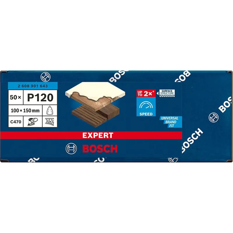 2608901643 Schuurpapier voor multischuurmachine Korrelgrootte (num) 120 (l x b) 150 mm x 100 mm 50 st by Bosch Professional – product image 2 of 2