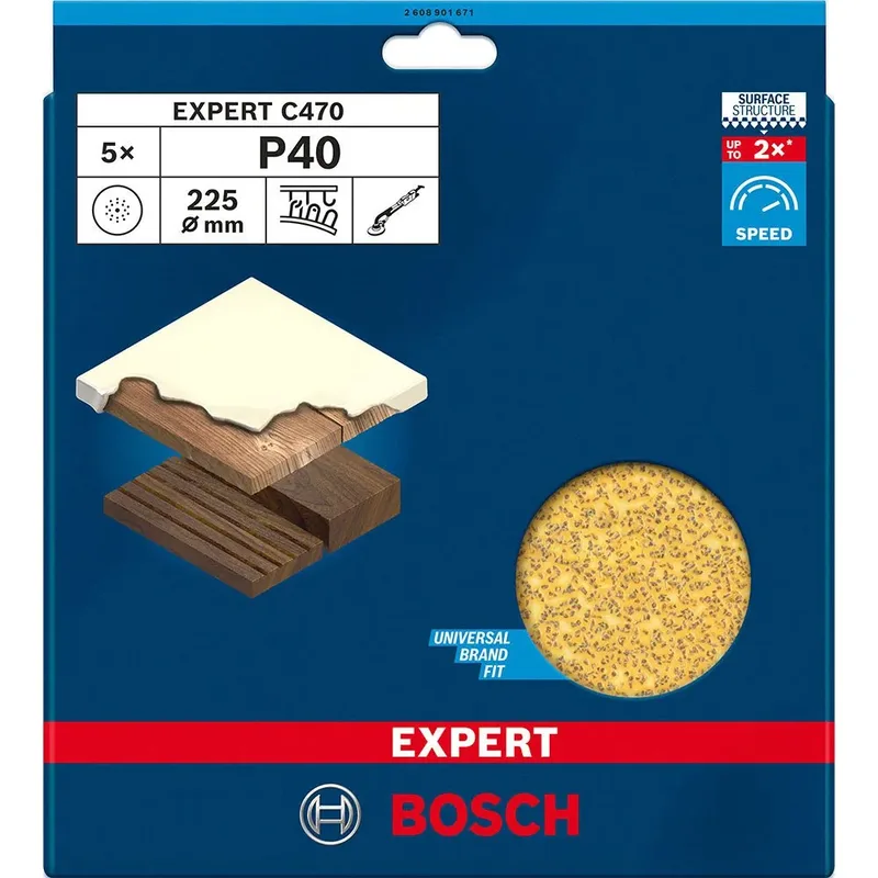 Bosch Accesorios Expert C470 Grr40 Excenterslippapper Trä 225 Mm 5 Enheter von Bosch Professional – Produktbild 2 von 2