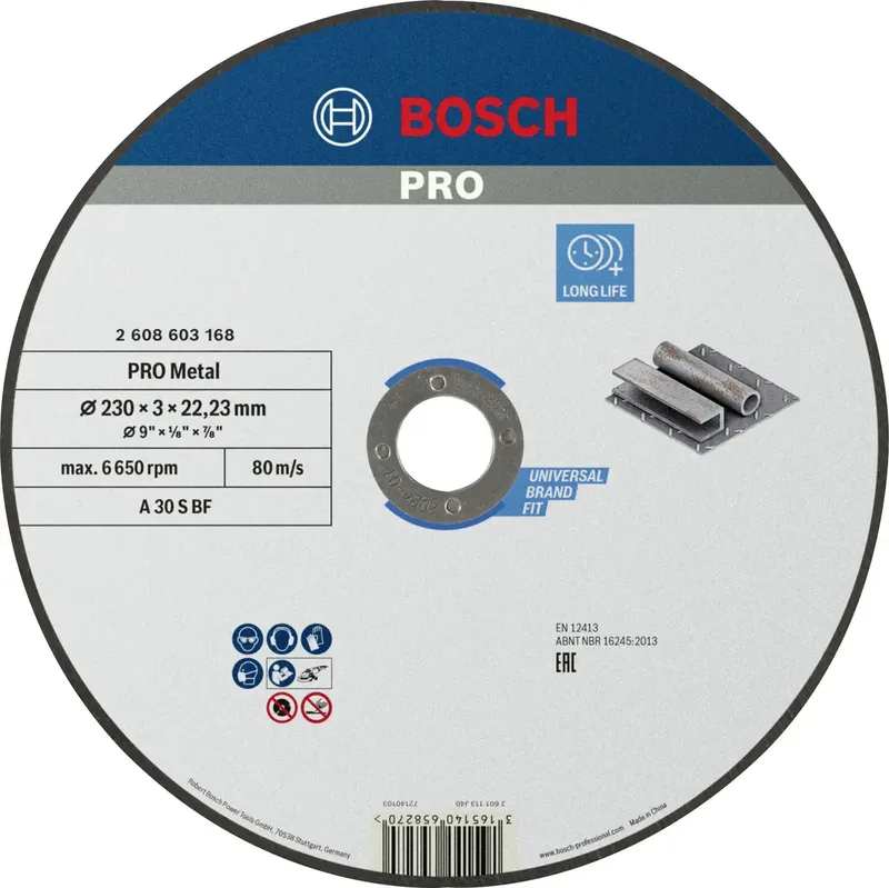 A30 S BF 2608603168 Trennscheibe gerade 230 mm 1 St. Metall de Bosch Professional – image du produit