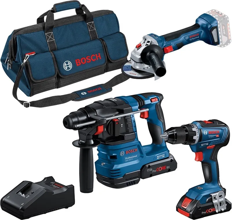 Accu combiset 3-delig 18V 4.0Ah in gereedschapstas - 0615A50035 von Bosch Professional – Produktbild
