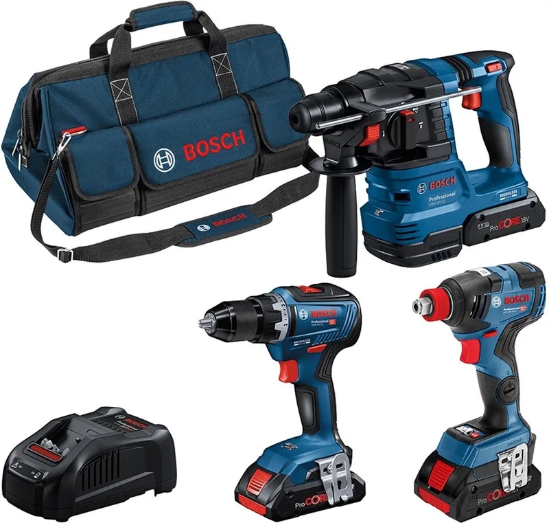 Accu Combiset 3-delig 18V GSR+GDX+GBH in Gereedschapstas - 0615A5003B de Bosch Professional – image du produit