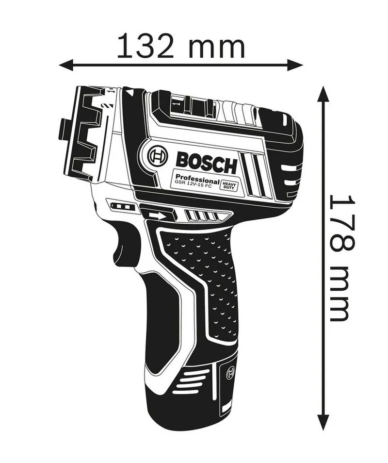 Accu schroefboormachine GSR 12V-15 FC - Inclusief 2x 2,0Ah Accu - lader en opzetstukken (GFA 12-X/12-B/12-W/12-E) de Bosch Professional – image du produit 5 sur 5