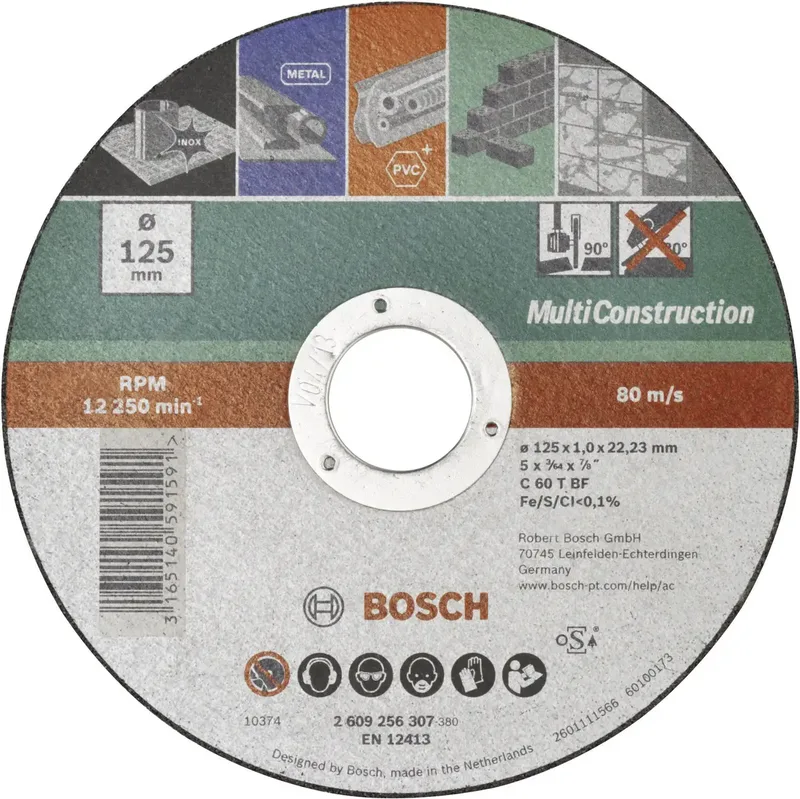 ACS 60 V BF 2609256307 Trennscheibe gerade 125 mm 1 St. Metall, Stein, Beton de Bosch Professional – image du produit