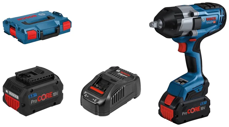 Akku-Drehschlagschrauber GDS 18V-1000 Professional, 1750 U/min, 1000 Nm, (Set), mit L-BOXX, 2x18V/5,5 Ah Akku und Ladegerät by Bosch Professional, Blue – product image 1 of 4