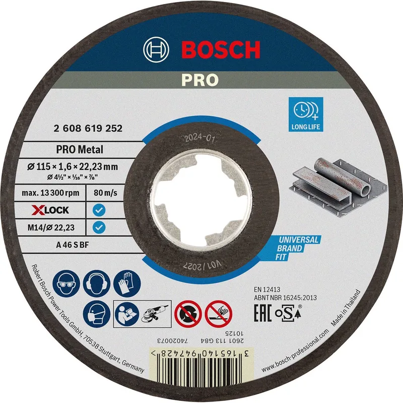 Bosch 2608619252 X-Lock Slijpschijf Expert for Metal - Recht - 1,6 x 115mm von Bosch Professional – Produktbild