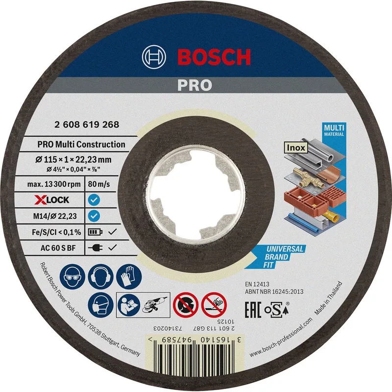 Bosch 2608619268 X-Lock Slijpschijf Multi Construction - Recht - 115mm de Bosch Professional – image du produit