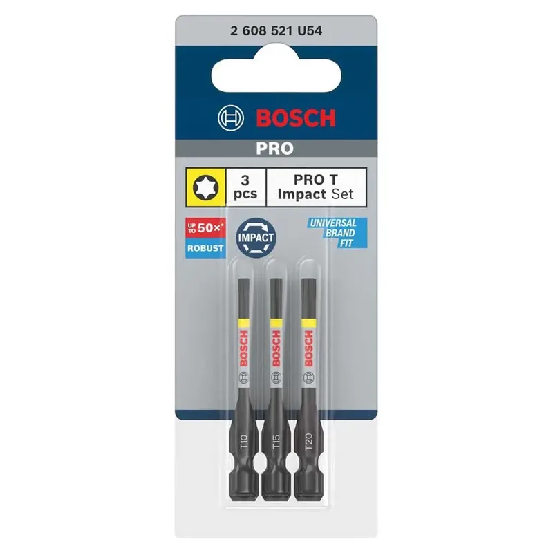 Bosch 3 PRO BITS IMPACT T10 T15 T20 55MM by Bosch Professional – product image 2 of 6