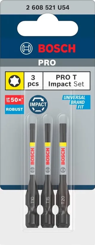 Bosch 3 PRO BITS IMPACT T10 T15 T20 55MM by Bosch Professional – product image 1 of 6