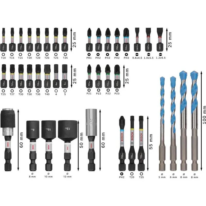 Bosch 40-delig Impact Mixed Boor-/bitset - Professional PRO - 2608521U85 van Bosch Professional – productafbeelding 5 van 6