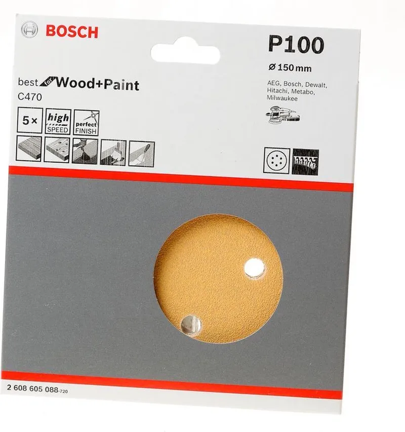 Bosch SLIBEBLAD EXC 150MM K100 6H 5 STK von Bosch Professional – Produktbild