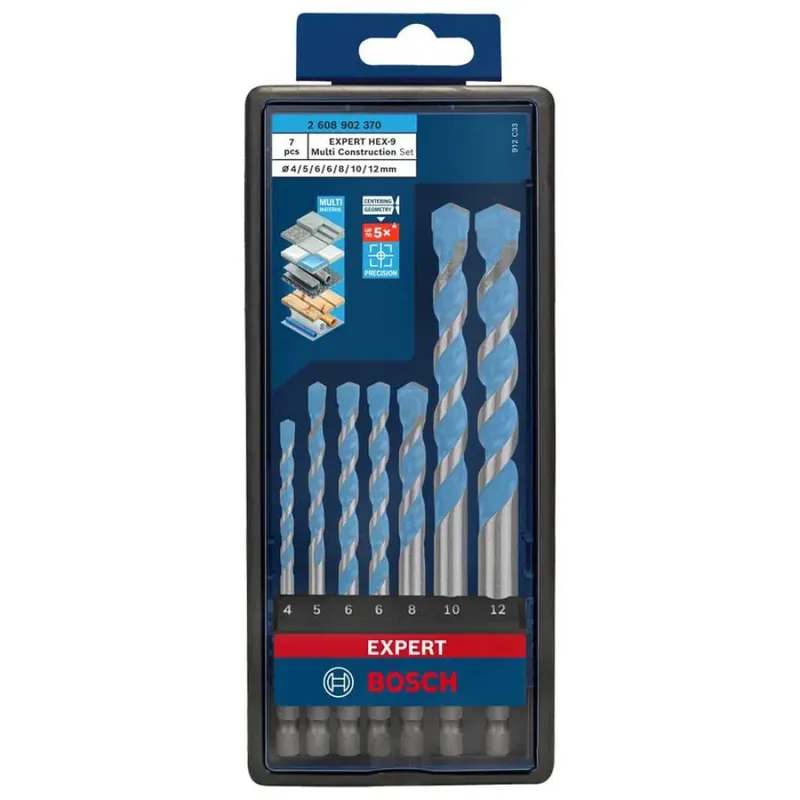 Bosch 7-delig MultiConstruction boorset - Professional EXPERT HEX-9 - 2608902370 van Bosch Professional – productafbeelding 2 van 6
