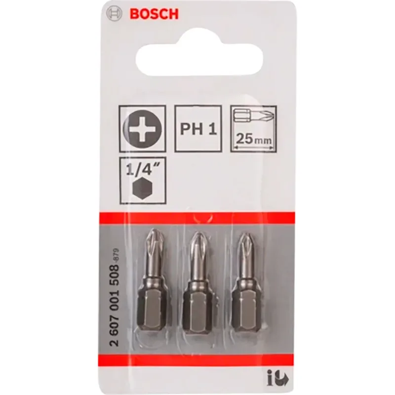 Bosch Accessories 2607001508 2607001508 Kreuzschlitz-Bit Antrieb: 1/4 (6.3 mm) Abtrieb: Kreuzschlitz Phillips PH 1 25 mm de Bosch Professional – image du produit 2 sur 2