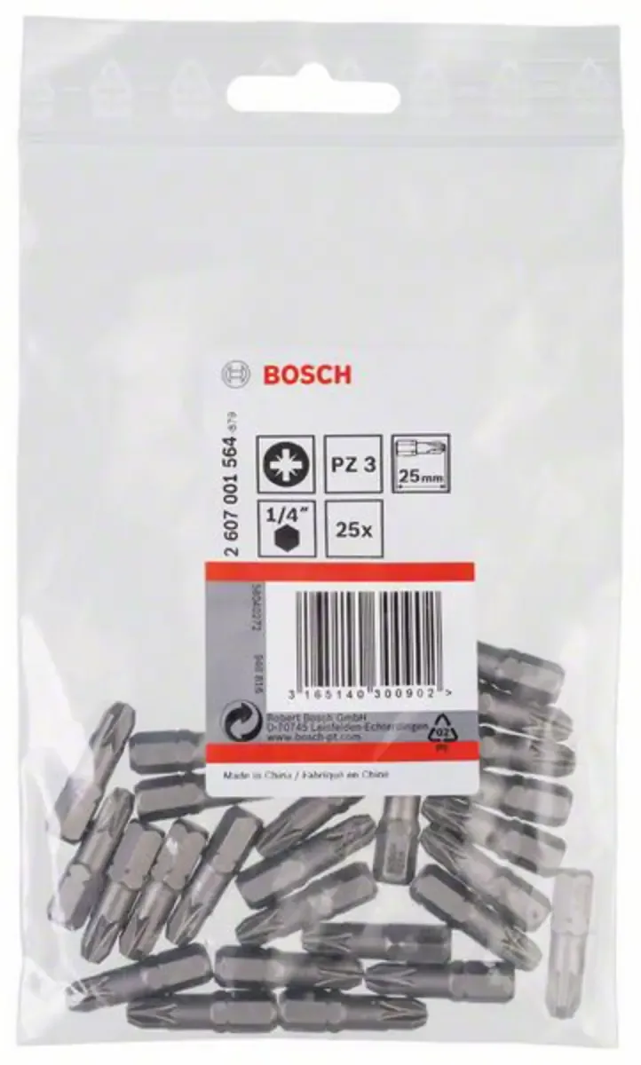Bosch Accessories 2607001564 2607001564 Kreuzschlitz-Bit Antrieb: 1/4 (6.3 mm) Abtrieb: Kreuzschlitz Pozidriv PZ 3 25 mm by Bosch Professional – product image 2 of 2