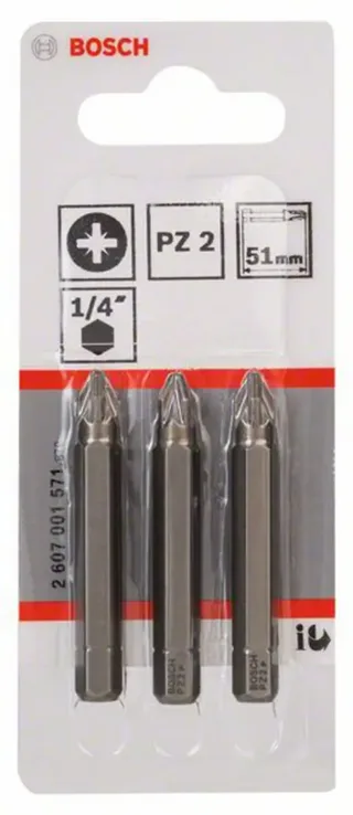 Bosch Accessories 2607001571 2607001571 Kreuzschlitz-Bit Antrieb: 1/4 (6.3 mm) Abtrieb: Kreuzschlitz Pozidriv PZ 2 51 mm von Bosch Professional – Produktbild 2 von 2