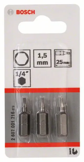 Bosch Accessories 2607001716 2607001716 Sechskant-Bit Antrieb: 1/4 (6.3 mm) Abtrieb: Innen-Sechskant 1.5 mm 25 mm von Bosch Professional – Produktbild 2 von 2