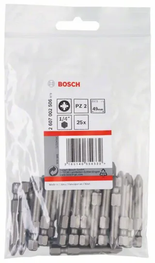 Bosch Accessories 2607002506 2607002506 Kreuzschlitz-Bit Antrieb: 1/4 (6.3 mm) Abtrieb: Kreuzschlitz Pozidriv PZ 2 49 mm von Bosch Professional – Produktbild 2 von 2