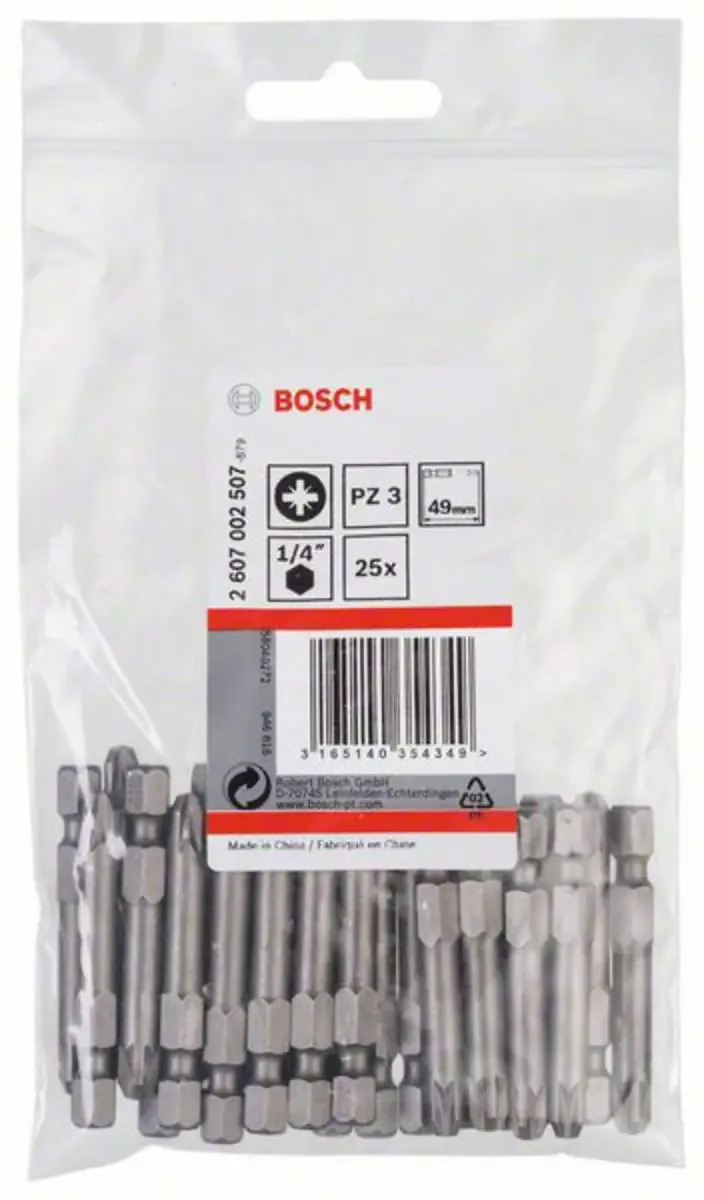 Bosch Accessories 2607002507 2607002507 Kreuzschlitz-Bit Antrieb: 1/4 (6.3 mm) Abtrieb: Kreuzschlitz Pozidriv PZ 3 49 mm de Bosch Professional – image du produit 2 sur 2