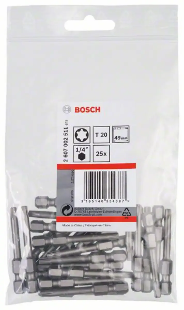 Bosch Accessories 2607002511 2607002511 TX-Bit Antrieb: 1/4 (6.3 mm) Abtrieb: TX TX 20 49 mm von Bosch Professional – Produktbild 2 von 2