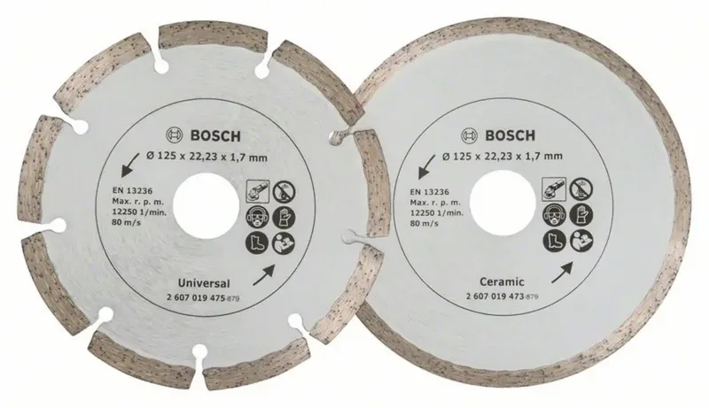 Bosch Accessories 2607019484 2607019484 Diamanttrennscheibe Durchmesser 125 mm Bohrungs-Ø 22.23 mm Fliesen 2 St. de Bosch Professional – image du produit