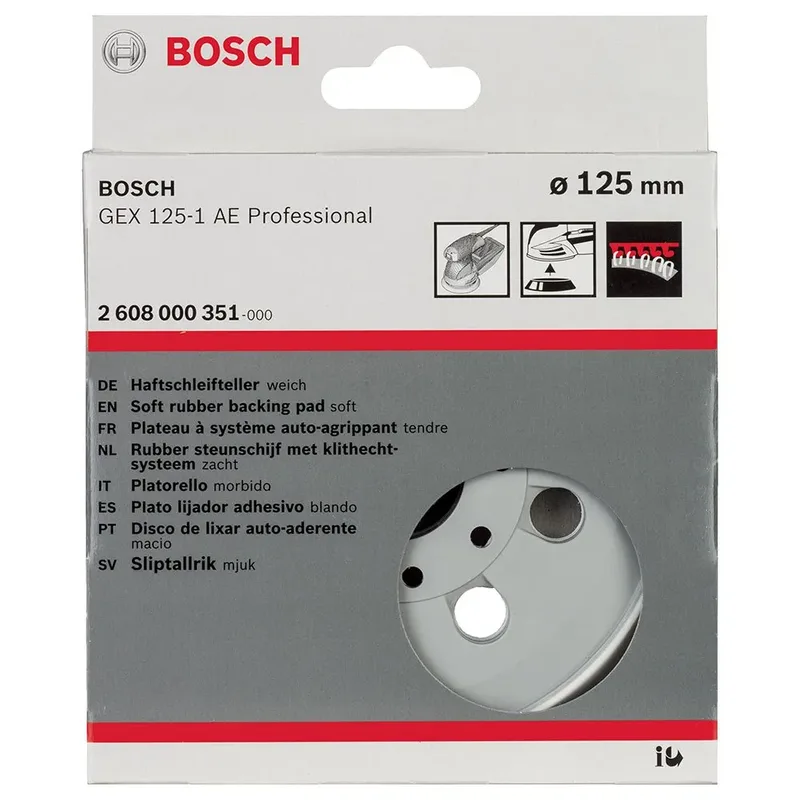 Bosch Accessories 2608000351 Schleifteller extraweich, 125 mm, für GEX 125-1 AE Professional Durchmesser 125 mm Passend für (Details) Exzenterschleifer GEX by Bosch Professional – product image 2 of 2