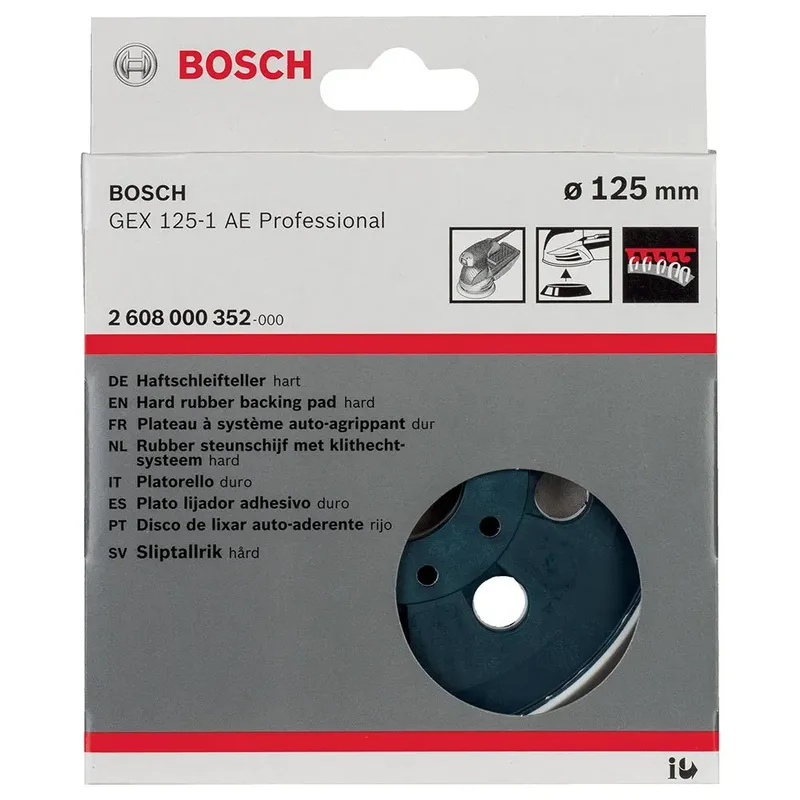 Bosch Accessories 2608000352 Schleifteller hart, 125 mm, für GEX 125-1 AE Professional Durchmesser 125 mm Passend für (Details) Exzenterschleifer GEX 125-1 AE by Bosch Professional – product image 2 of 2