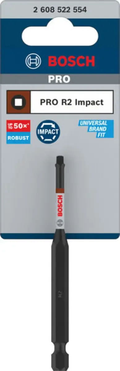 Bosch Accessories 2608522554 2608522554 Vierkant-Bit Antrieb: 1/4 (6.3 mm) Abtrieb: Innen-Vierkant (Robertson) R2 90 mm von Bosch Professional – Produktbild