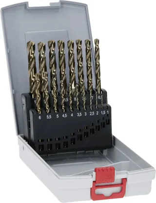 Bosch Accessories 2608587014 HSS Metall-Spiralbohrer-Set 19teilig 1 mm, 1.5 mm, 2 mm, 2.5 mm, 3 mm, 3.5 mm, 4 mm, 4.5 mm, 5 mm, 5.5 mm, 6 mm, 6.5 mm, 7 mm, 7.5 de Bosch Professional – image du produit 1 sur 2
