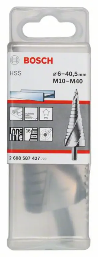 Bosch Accessories 2608587427 Bosch Power Tools HSS Stufenbohrer Gesamtlänge 125.5 mm 3-Flächenschaft 1 St. de Bosch Professional – image du produit 2 sur 2