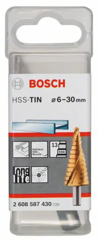 Bosch Accessories 2608587430 2608587430 HSS Stufenbohrer Gesamtlänge 93.5 mm TiN 3-Flächenschaft 1 St. von Bosch Professional – Produktbild 2 von 2